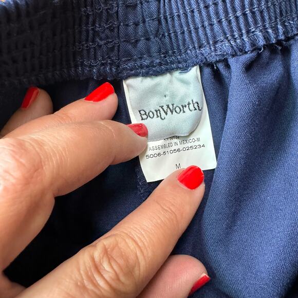 BonWorth VINTAGE navy blue High elastic waist shorts‎ embroidered Stars MEDIUM - Picture 4 of 4